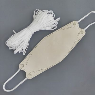 หน้ากากผ้าโพลีเอสเตอร์สแปนเด็กซ์ ห่วงหูยางยืด สีขาว ห่วงหูแบน 3.5มม