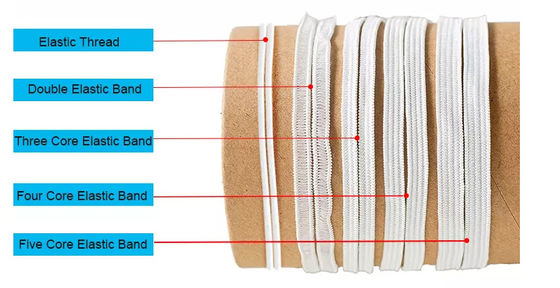 7mm Earloop สายยางยืด Ribbon Flat Stretch Cord 5rib For Cup Mask