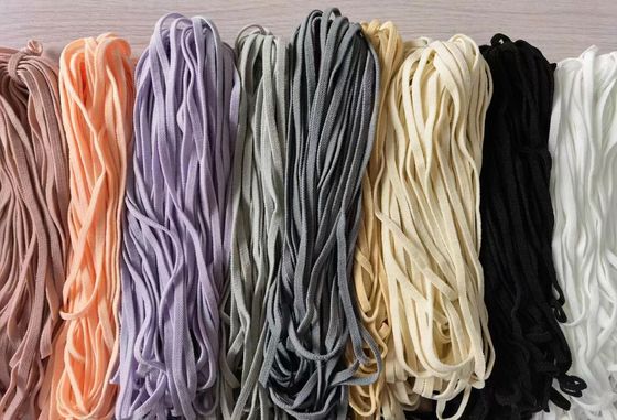 โรงงานขายส่ง 4 มม. 5 มม. สีแบนยืดหยุ่นทิ้งโพลีเอสเตอร์ครอบหู